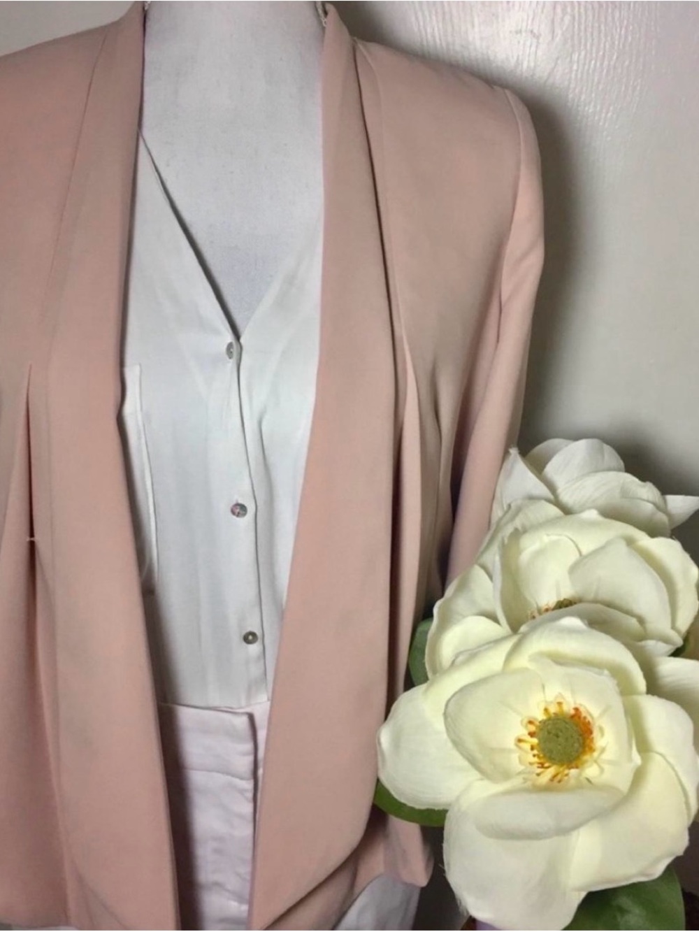 LC Lauren Conrad Soft Pink Draped Open-Front Blazer